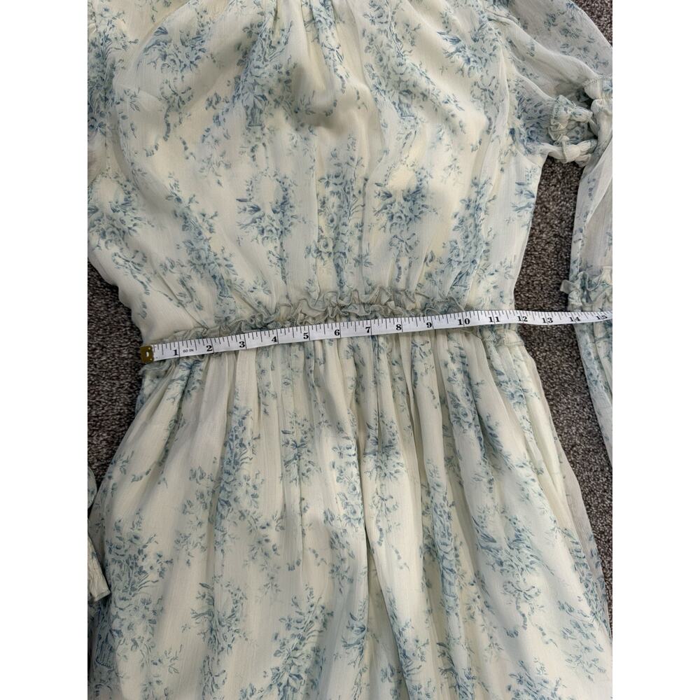 ASOS Design High Neck Maxi Dress Frill Edge Blue Floral Size 2 Coquette Cottage - Picture 12 of 13